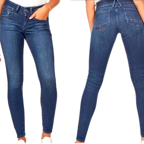 G-Star Raw Lynn Mid Rise Super Skinny Jeans & Fitted T-Shirt, Excellent! - Picture 8 of 13